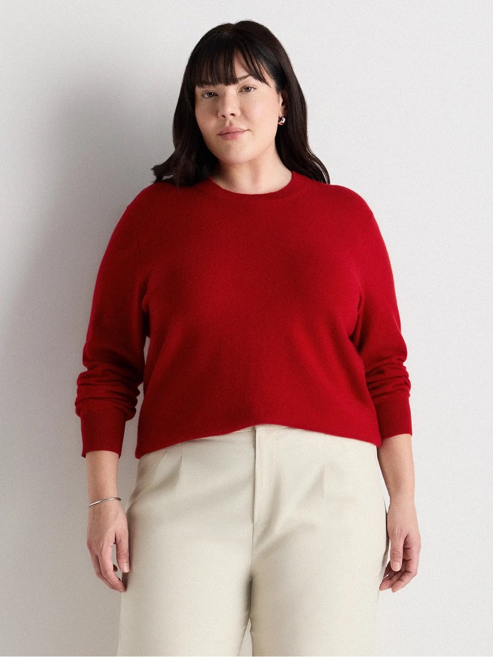 Quince Mongolian Cashmere Crewneck Sweater Plus Size 2X Varsity Red Quiet Luxury